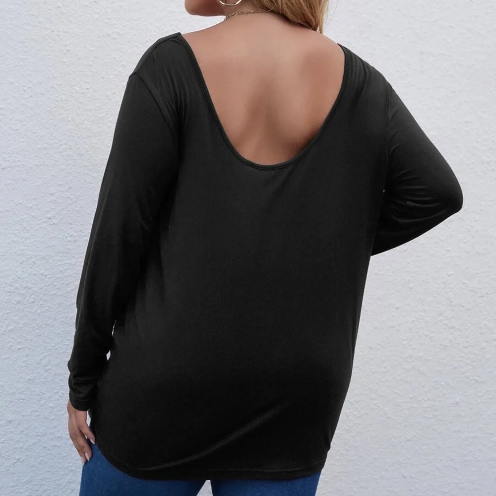 Plus Royal Blue Solid drape Front Long Sleeve Top - Picture 9 of 9